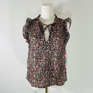 BB Dakota by Steve Madden Sleeveless Floral Black & Pink Blouse Size Small NWT